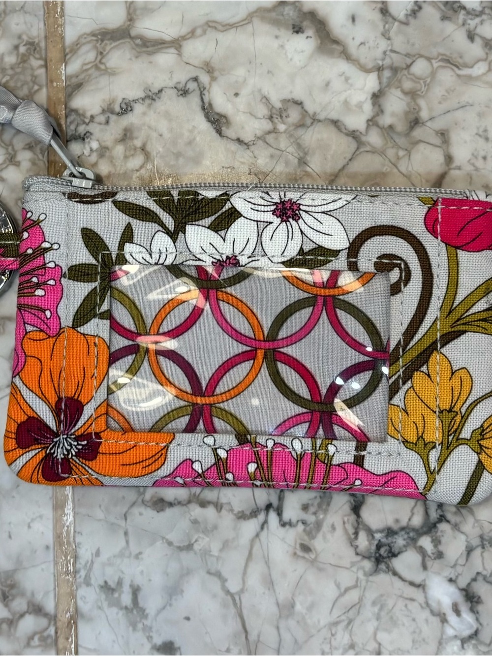 Vera Bradley Floral ID Wristlet in Pink, Orange, Yellow, White, Olive